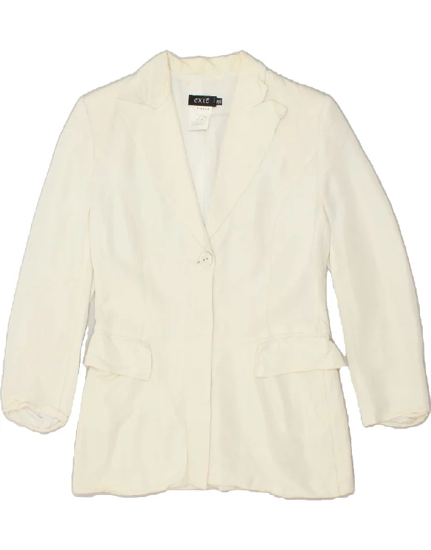 EXTE Womens 1 Button Blazer Jacket IT 42 Medium Off White Acetate