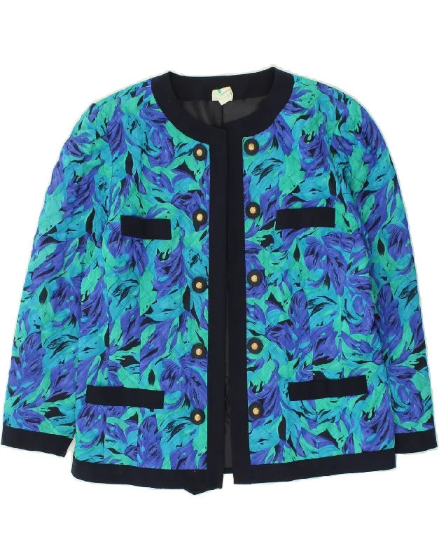 FRANKENWALDER Womens Open Blazer Jacket EU 40 Medium Blue Floral