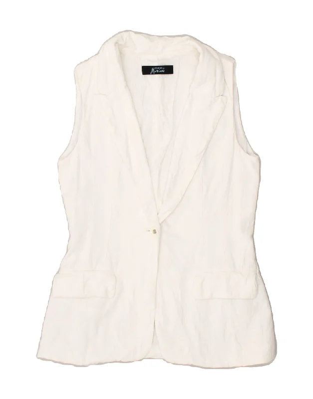 GUESS Womens Sleeveless 1 Button Blazer Jacket UK 12 Medium White