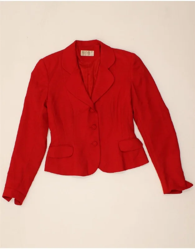 HENNES Womens 3 Button Blazer Jacket EU 38 Medium Red Polyester