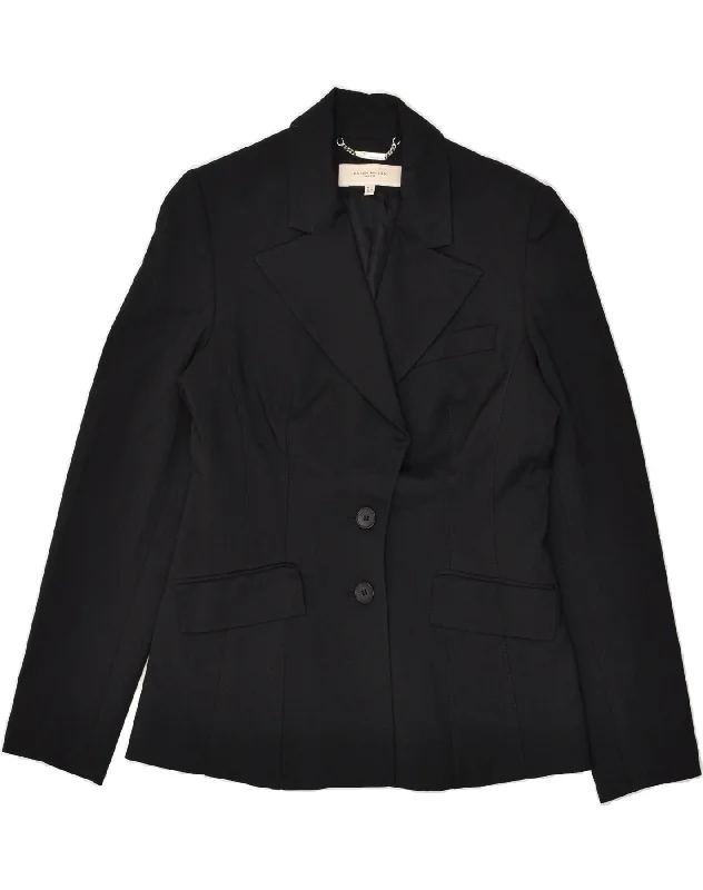 KAREN MILLEN Womens 2 Button Blazer Jacket UK 14 Medium Black Viscose