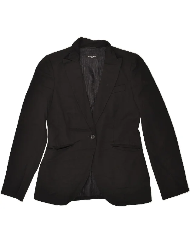 MASSIMO DUTTI Womens 1 Button Blazer Jacket EU 40 Medium Black Wool