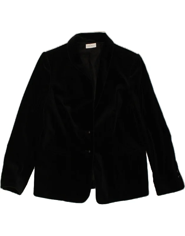 PETER HAHN Womens 2 Button Blazer Jacket UK 18 XL Black Cotton