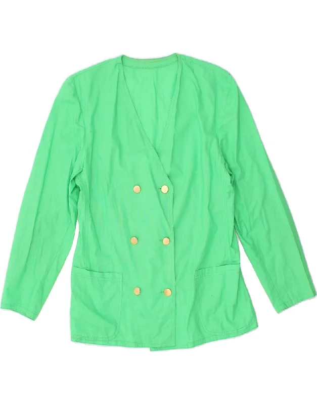 VINTAGE Womens Double Breasted Blazer Jacket UK 16 Large Green