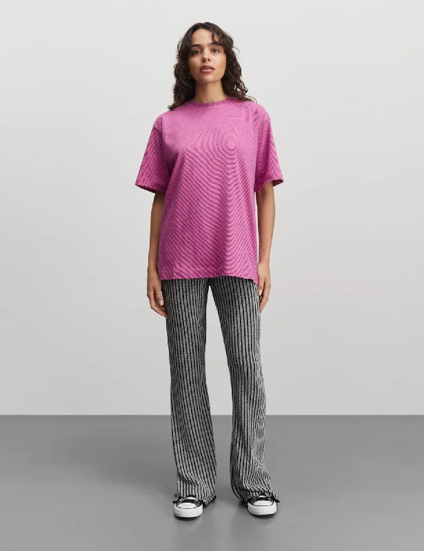 Crisp Jersey Dassel Tee, Carmine Rose/Black