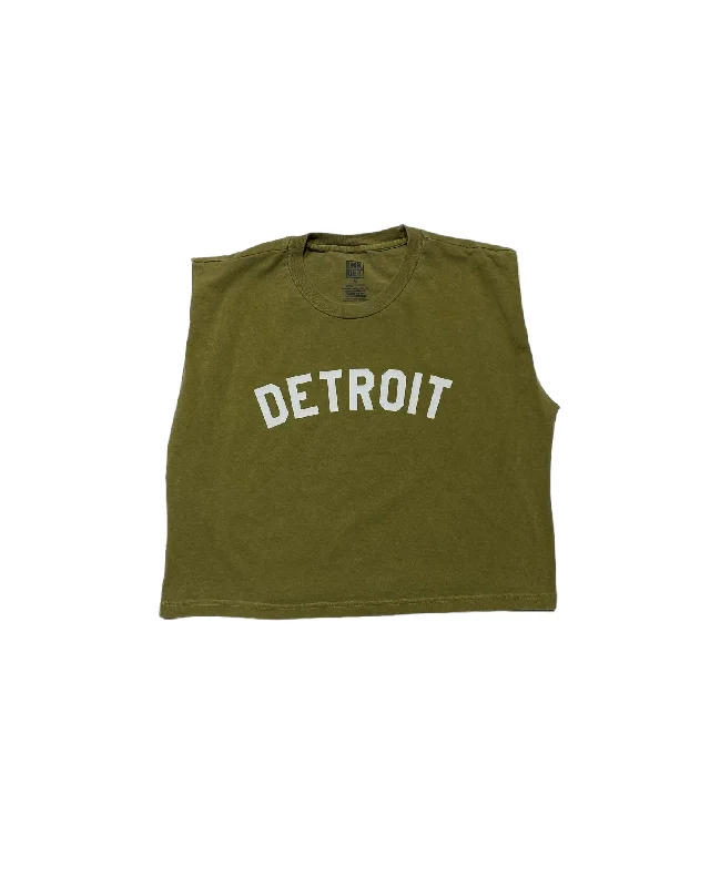 Ink Detroit- Basic Detroit Women's Heavyweight Muscle T-Shirt Army green