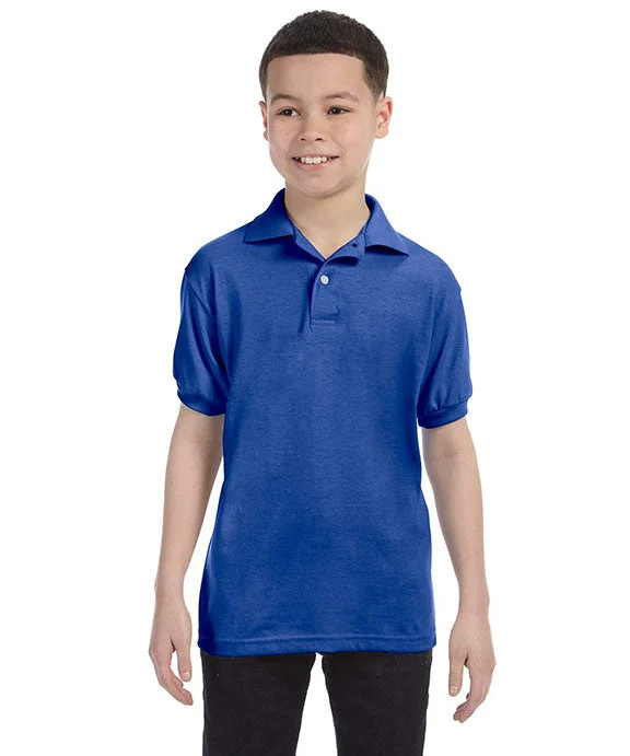 054Y - Hanes Youth 50/50 EcoSmart® Jersey Knit Polo Shirt | Deep Royal