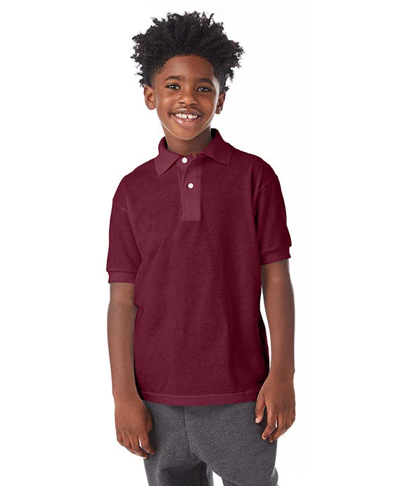 054Y - Hanes Youth 50/50 EcoSmart® Jersey Knit Polo Shirt | Maroon