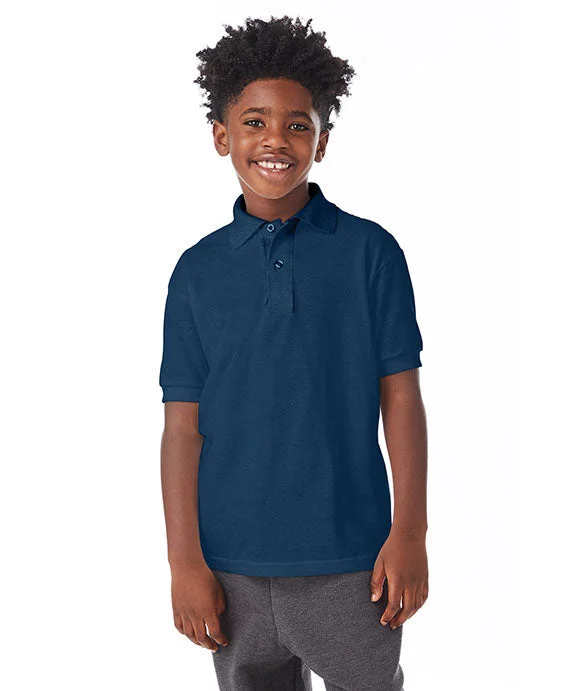 054Y - Hanes Youth 50/50 EcoSmart® Jersey Knit Polo Shirt | Navy