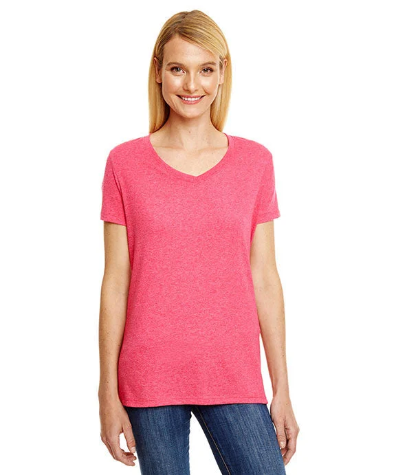 42VT - Hanes Ladies Perfect-T Triblend V-Neck T-Shirt | Red Triblend