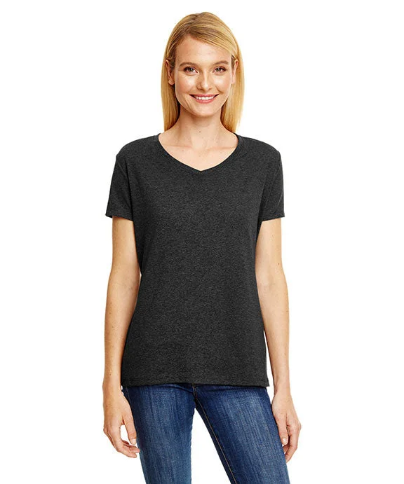 42VT - Hanes Ladies Perfect-T Triblend V-Neck T-Shirt | Solid Black Triblend