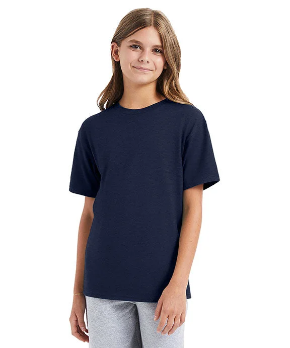 498Y - Hanes Youth Perfect-T T-Shirt | Heather Navy