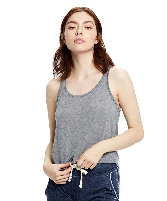 US510 - US Blanks Ladies Sheer Cropped Racer Tank Top | Heather Grey