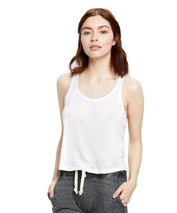 US510 - US Blanks Ladies Sheer Cropped Racer Tank Top | White