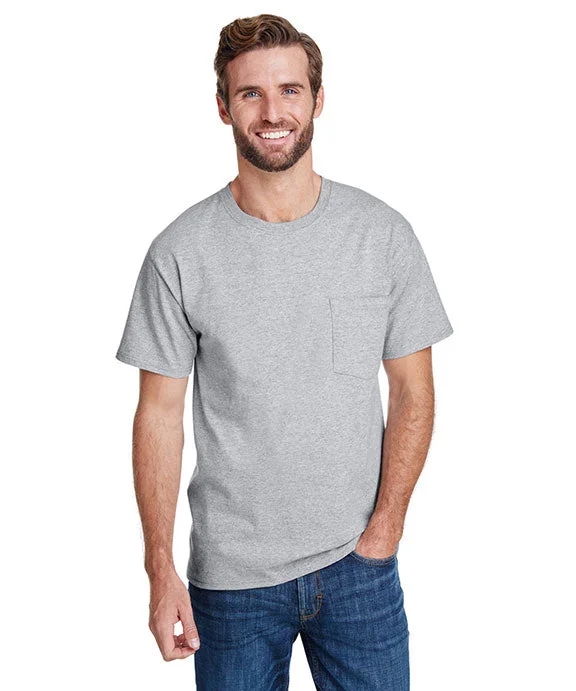 W110 - Hanes Adult Workwear Pocket T-Shirt | Light Steel