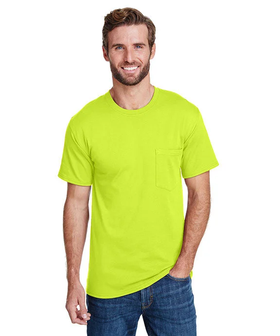 W110 - Hanes Adult Workwear Pocket T-Shirt | Safety Green