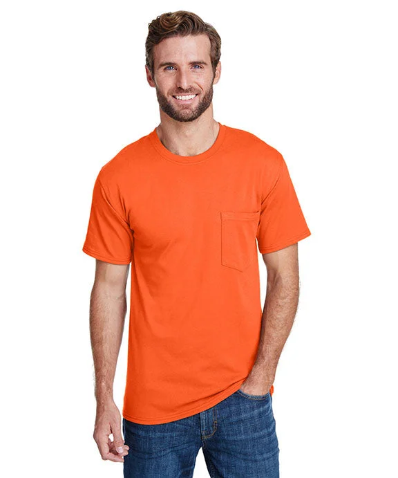 W110 - Hanes Adult Workwear Pocket T-Shirt | Safety Orange