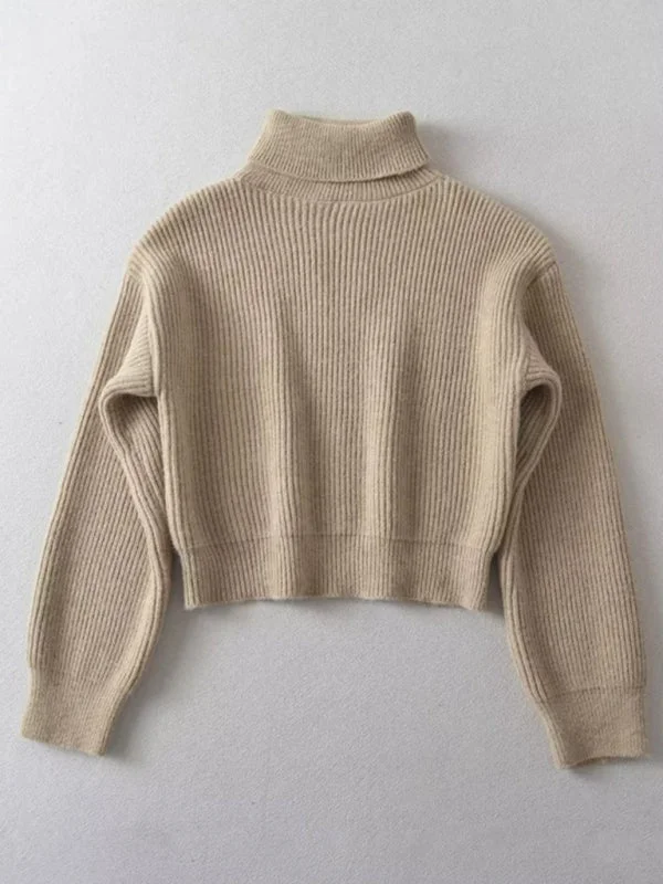 Cozy Knit High Neck Crop Sweater | Turtleneck Jumper